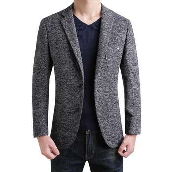 

Nice Casual Wool Blazers Business Casual High Quality British Style Slim Classic Gray Clothing Men Suit Jacket Winter Male Coat