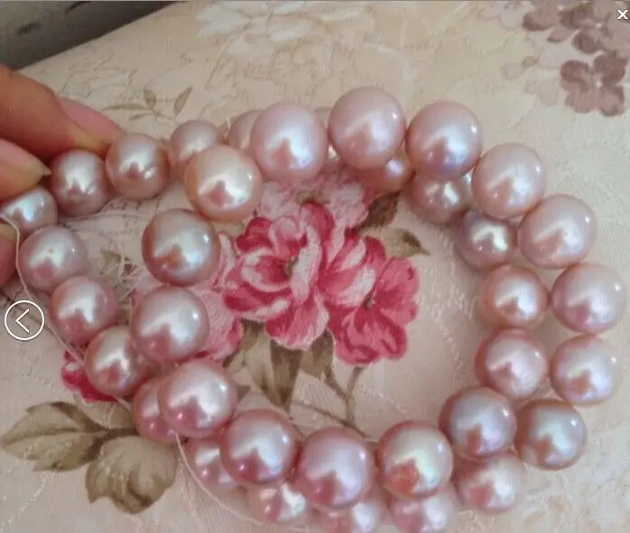 

elegantAAA 11-12mm freshwater round lavender pearl necklace 18inch 925silver