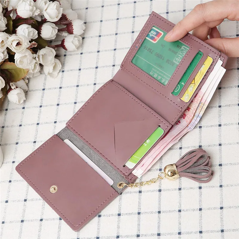  Simple Short Wallet Tassel Coin Purse Card Holders Handbag women's wallet clutch portfel cuzdan billetera carteira 40MA2333