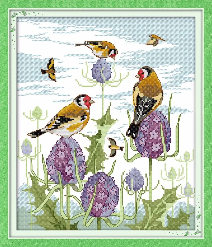 Happy Get Together Birds Counted Cross Stitching 11CT Printed 14CT