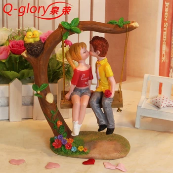 

Q-glory Wedding Figures Garden Decoration Home Accessories Resin resin love figurine miniaturas de bonecos Hourse Ornaments