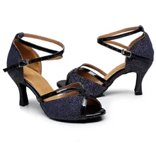 Женская обувь для бальных танцев, латинских танцев, сальса, обувь для социальных вечеринок, женская обувь для танго, самбы, высокий каблук 7,5 см, 1736