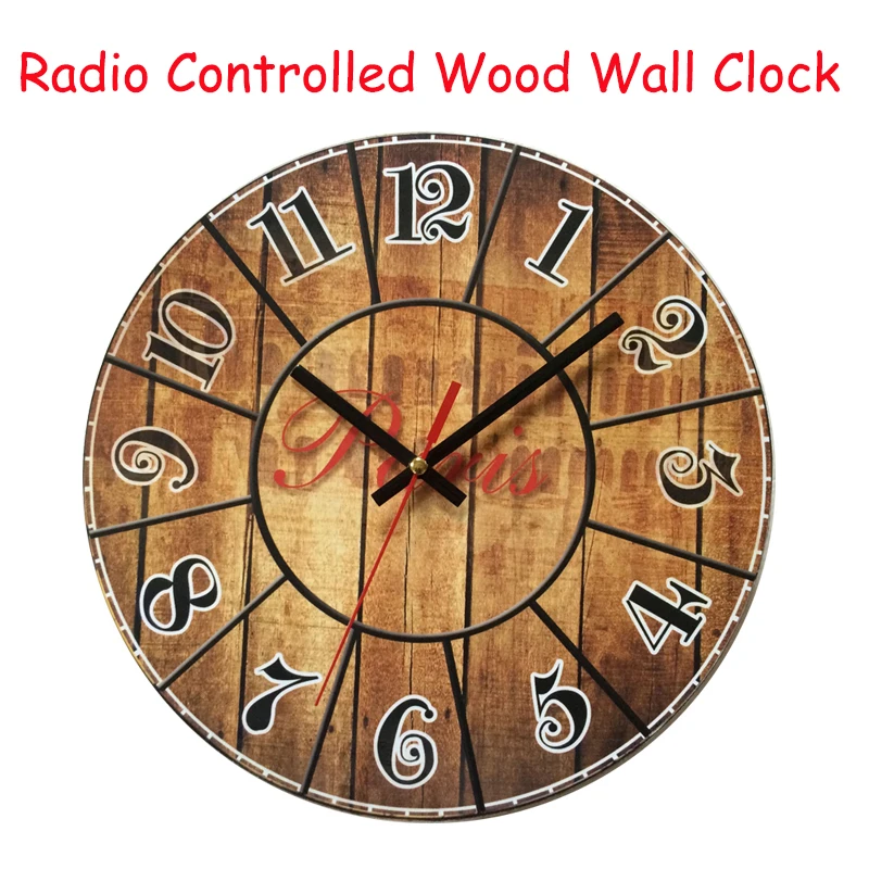 

DCF77 Automatical Signal Antiqued Wall Clocks Funkuhr Wooden Clock Quartz MDF 10'inch Quartz France Design Clocks