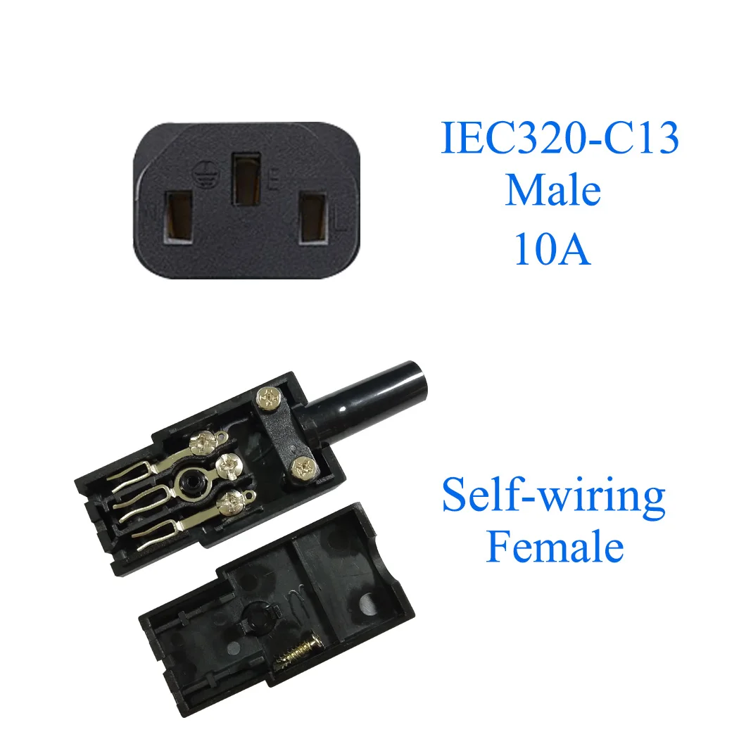 IEC 320 C13 Female Plug Adapter 3pin Socket Power Cord Rewirable Connector RS