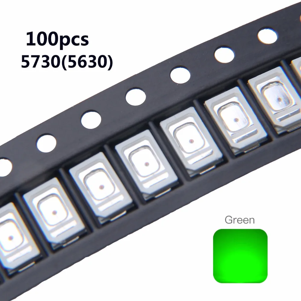 100 шт. светодиодный SMD чип 5730 5630 зеленый 0,2 Вт 60 мА DC 3 в светодиодный светильник Светодиодная лампа 0,2 Вт поверхностное крепление SMT бусины ультра яркий