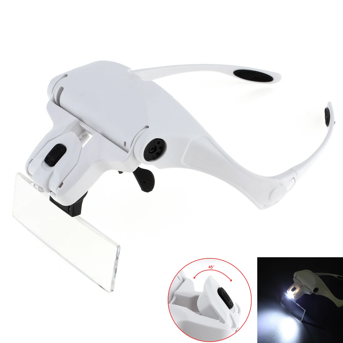 

1.0X-3.5X Adjustable 5 Lens Loupe Headband 2 LED Lights Eyewear Magnifier Magnifying Glasses with Lamp Jewelry Repair Tools