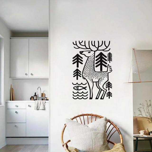 deer wall decal forest animals wall sticker , deer in the woods wild