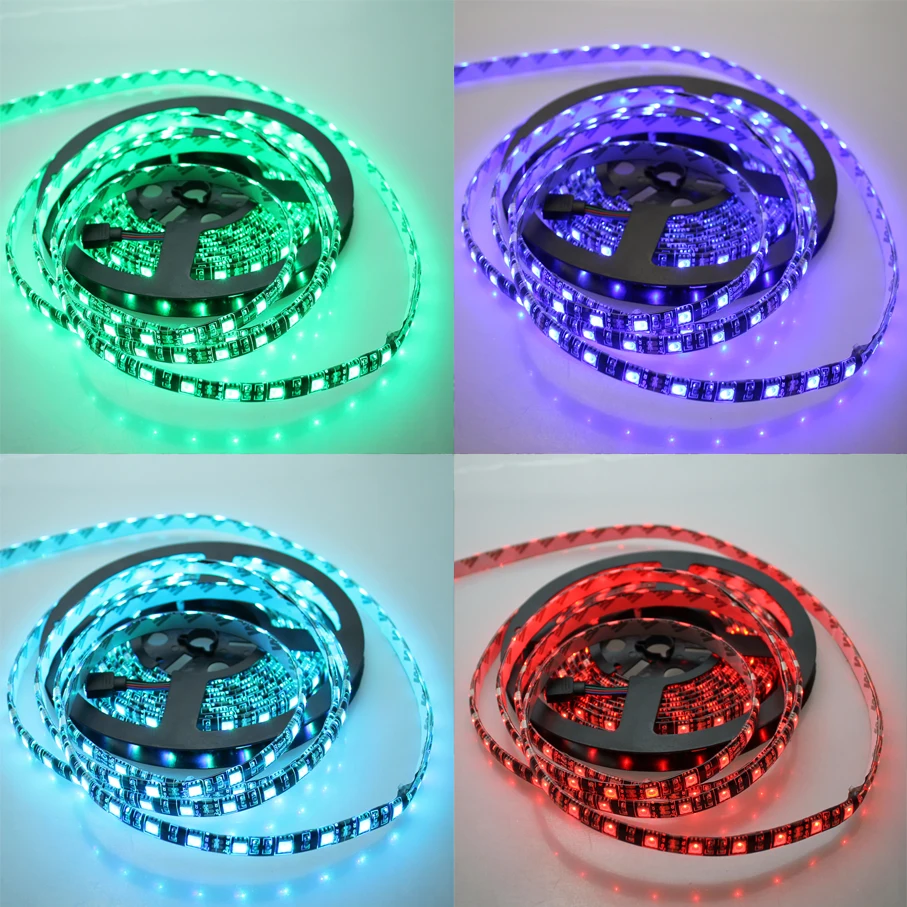 12 В Светодиодная лента RGB PC 5 м 5050 черный PCB водонепроницаемый 60Led/M в Led ленточный