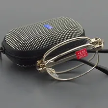 Две пары! Портативный Золотой металлический каркас Классические складные очки для чтения с корпусом ремня+ 1+ 1,5+ 2+ 2,5+ 3+ 3,5+ 4. 918