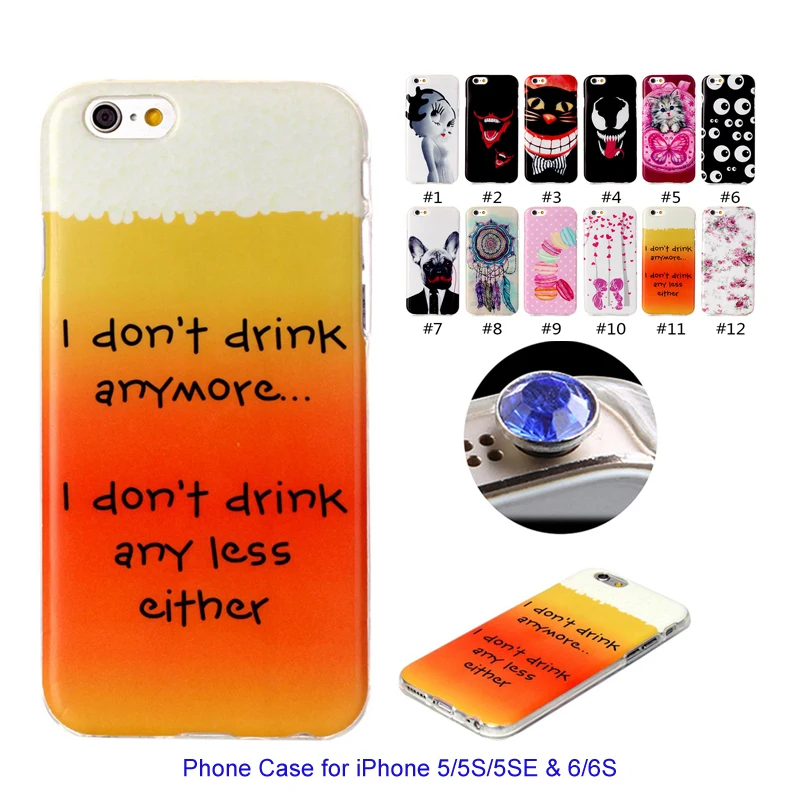 Ikasefu мультфильм живопись тпу case для iphone 5s se 6 с ультра тонкий soft phone чехол 5 защитной