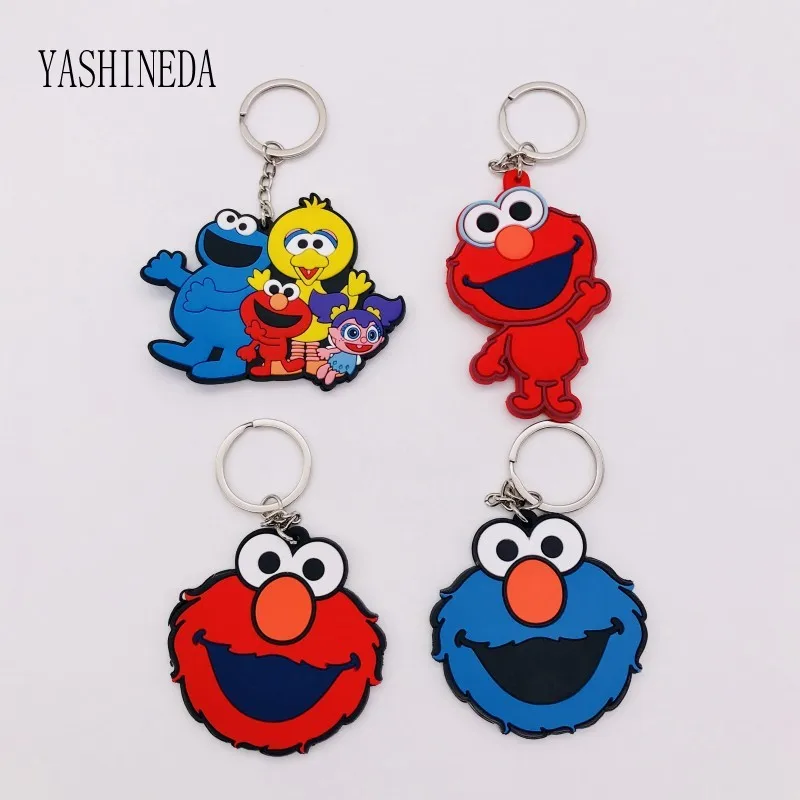 

1PCS Cartoon Figure Sesame Street 3D Double Side Key Chain Key Ring PVC Anime Keychains Kids Toy Key Holder Trinket Party Gift