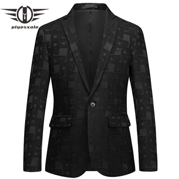

Plyesxale Men Blazer 2018 New Arrival 6XL Men's Business Casual Blazers Jackets Fashion Designer Mens Blazers Formal Black Q389