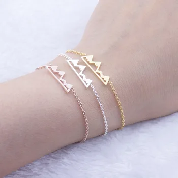 

Stainless Steel Snow Mountain Skyline Bracelets Rose Gold Delicate Simple Women Bangle Exquisite Jewelry Valentine's Day Gifts