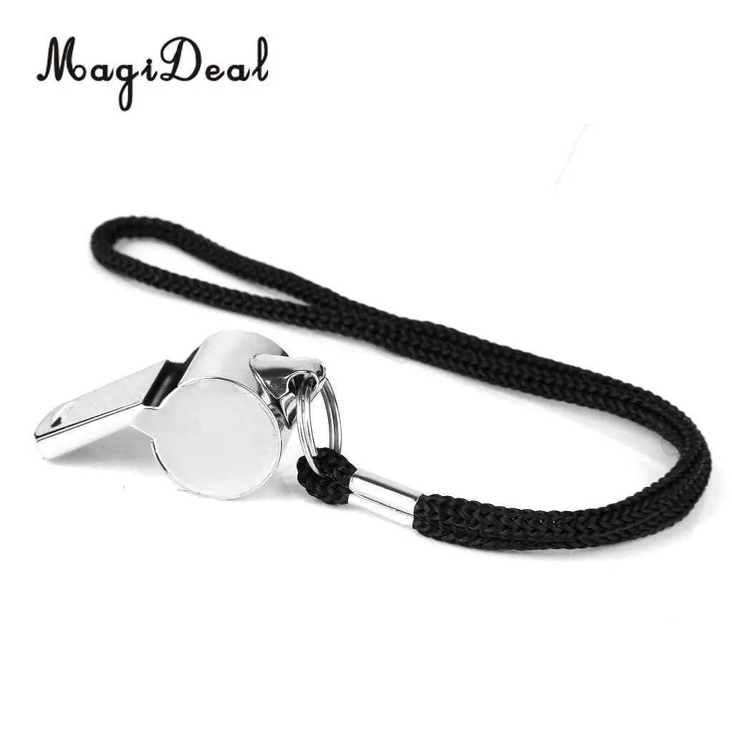 MagiDeal New Metal Referee Whistle and Lanyard Football Soccer Tool for Basketball Coaches Officials Board Game Supply Gifts