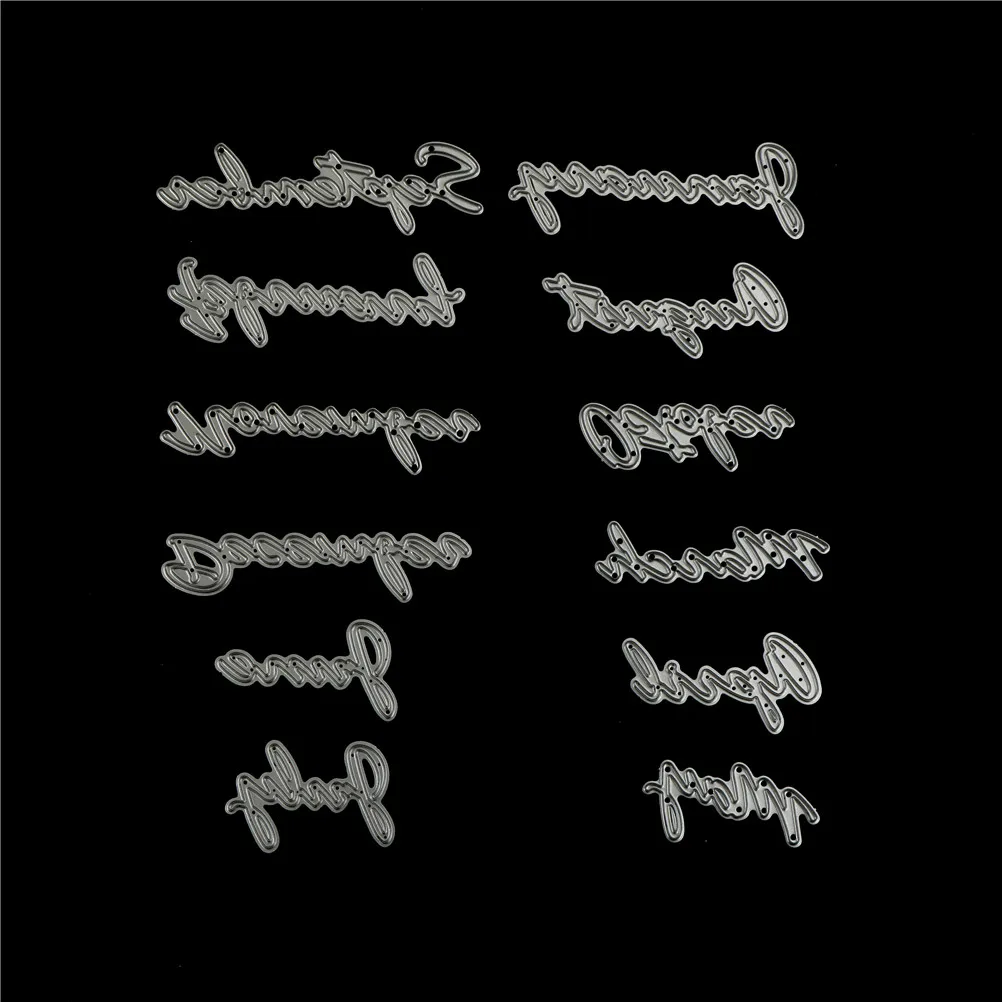 

12pcs album paper embossing craft months metal cutting dies stencil scrapbook