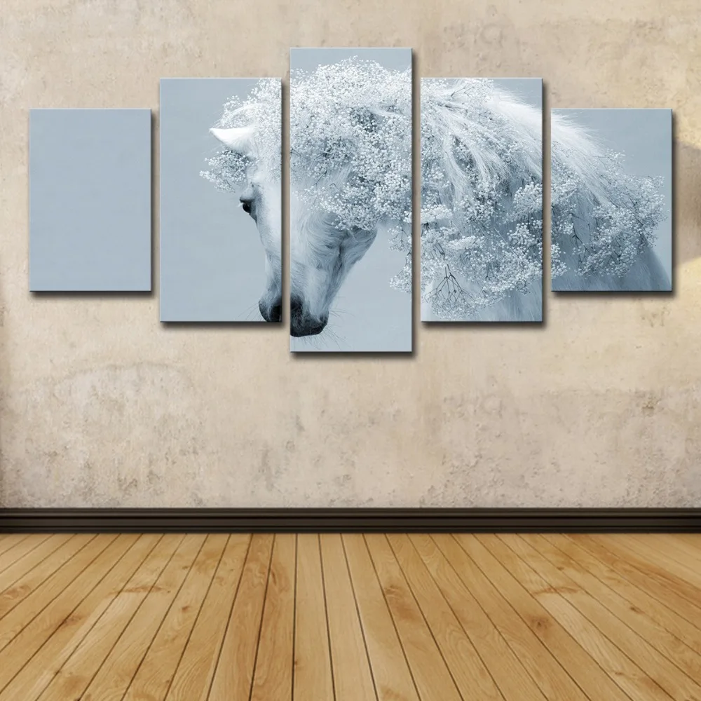 5P2315-HD Printed White Horse Art Photos Painting Canvas Print room decor print poster picture canvas Free shipping (2) 