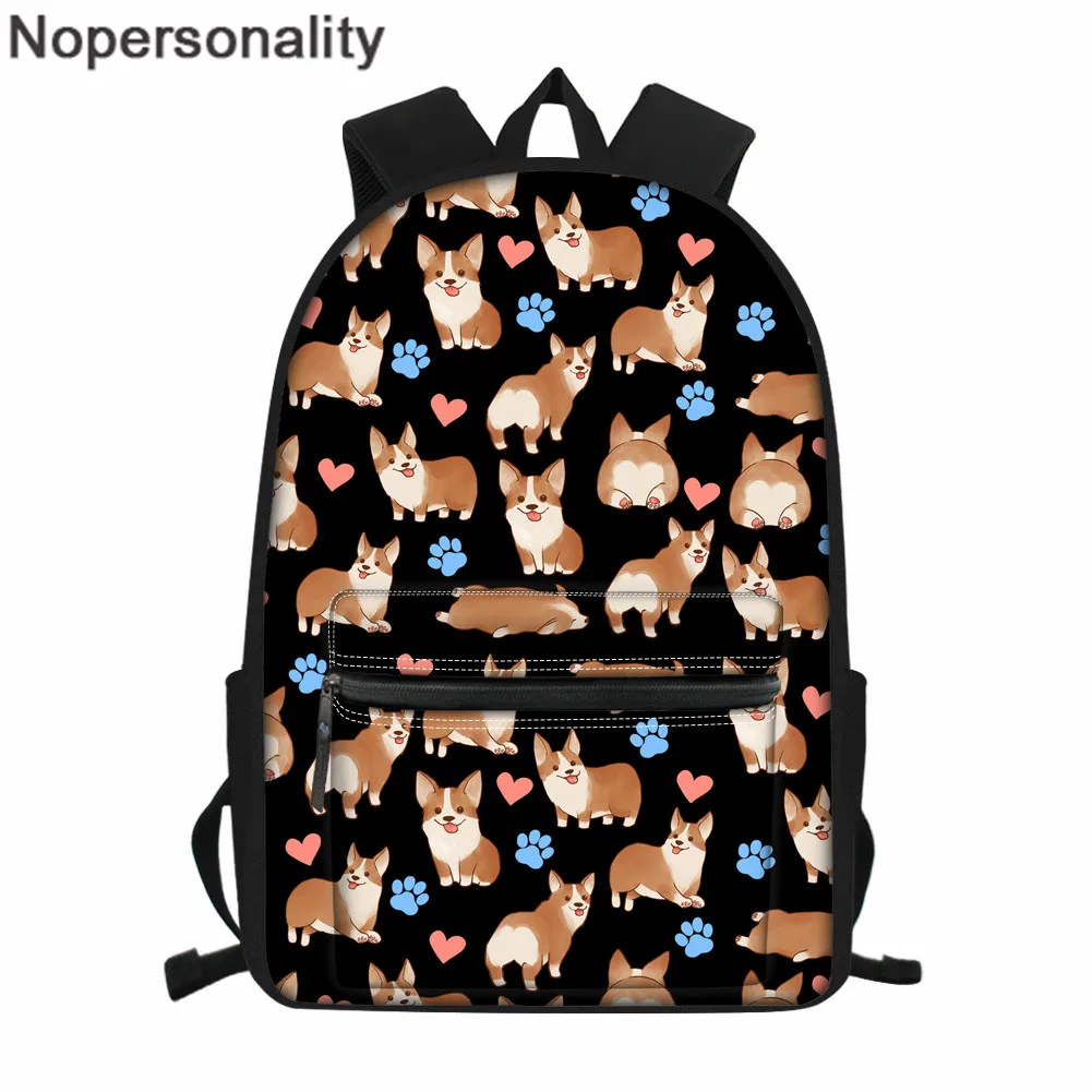 

Nopersonality Preppy Style,Cute Corgi Dog Prints Teenager Girls School Backpack,Women Ladies Casual Outside Travel Daypack