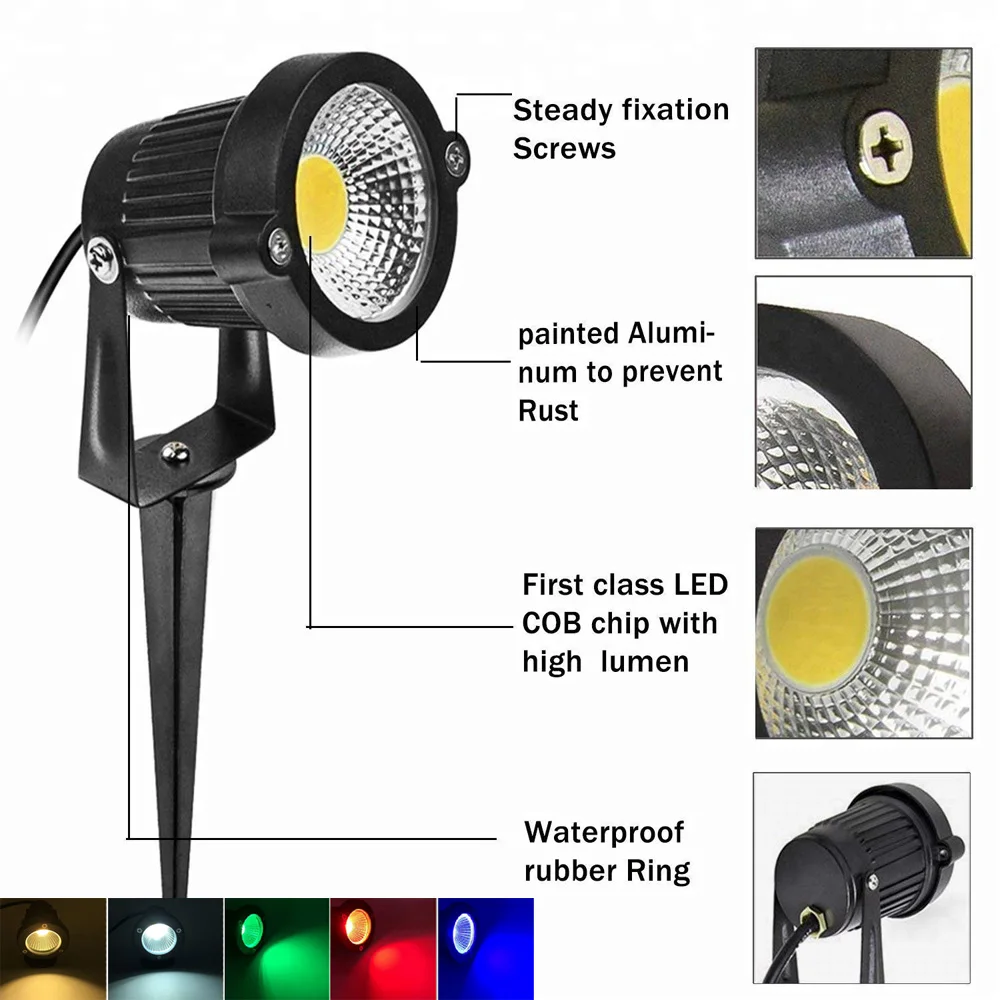 Стиль COB светильник для садовой лужайки 220 В 110 в 12 В наружный светодиодный светильник-шип 3 Вт 5 Вт 7 Вт 9 Вт дорожка пейзаж водонепроницаемые точечные лампы