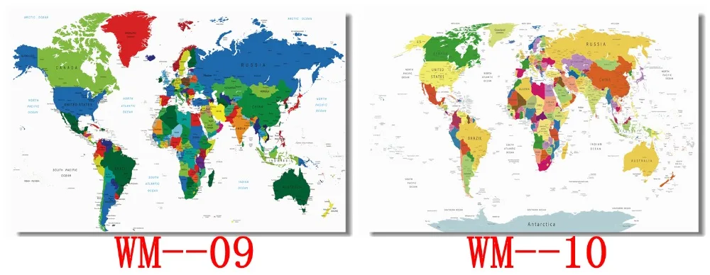 Пользовательские холст Наклейки на стены черный и белый карта мира Плакат карта мира обои для гостиной стены стикеры украшения офиса#0628
