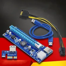 60 см PCIe pci-e PCI Express Riser Card 1x к 16x USB 3.0 кабель SATA к 6Pin IDE Питание Для Шахтер машина