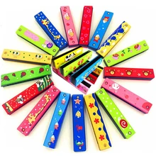 1 шт случайная деревянная нарисованная Губная гармошка детский музыкальный инструмент развивающая музыкальная игрушка случайный цвет