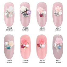 10 шт цветок Квадратные стразы жемчужные украшения Дизайн ногтей 3d украшения для ногтей Новое поступление Y644~ 651