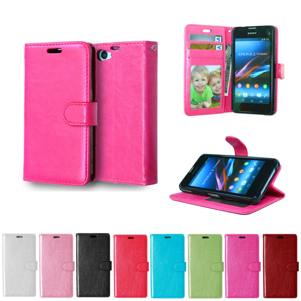 

For Sony Xperia Z1 Z 1 Compact D5503 Case Solid color Wallet Photo Frame Flip Leather Phone Cover For Sony Z1 Z 1 mini M51W