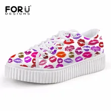 FORUDESIGNS/пикантные женские повседневные туфли на плоской подошве с 3D рисунком губ осенние женские туфли на толстой подошве на платформе обувь на низком каблуке, увеличивающая рост