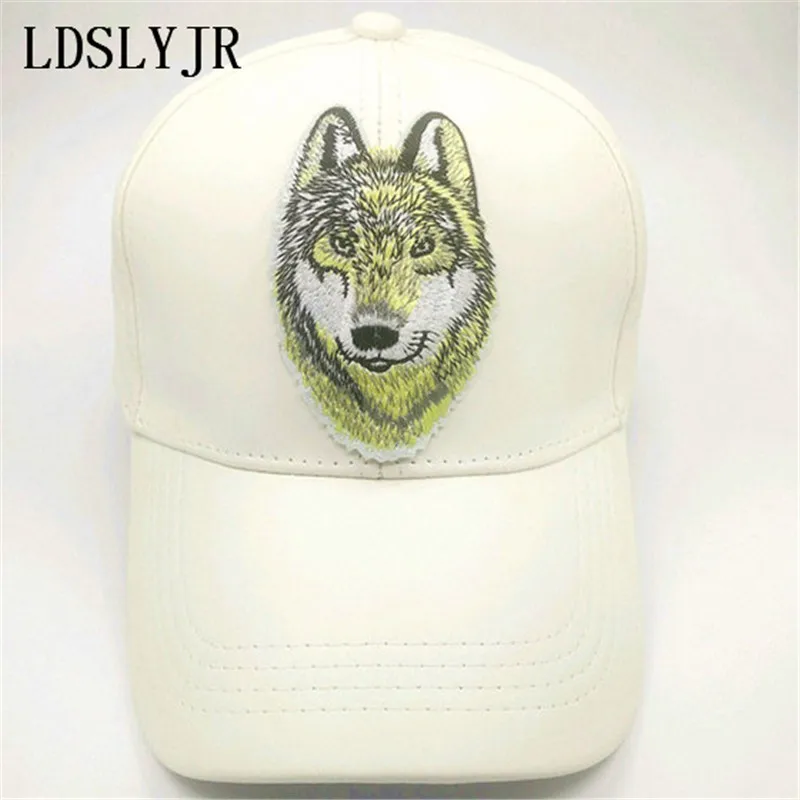 Ldslyjr кожа волк Вышивка Регулируемый Бейсбол Кепки Snapback Шапки для Для мужчин и