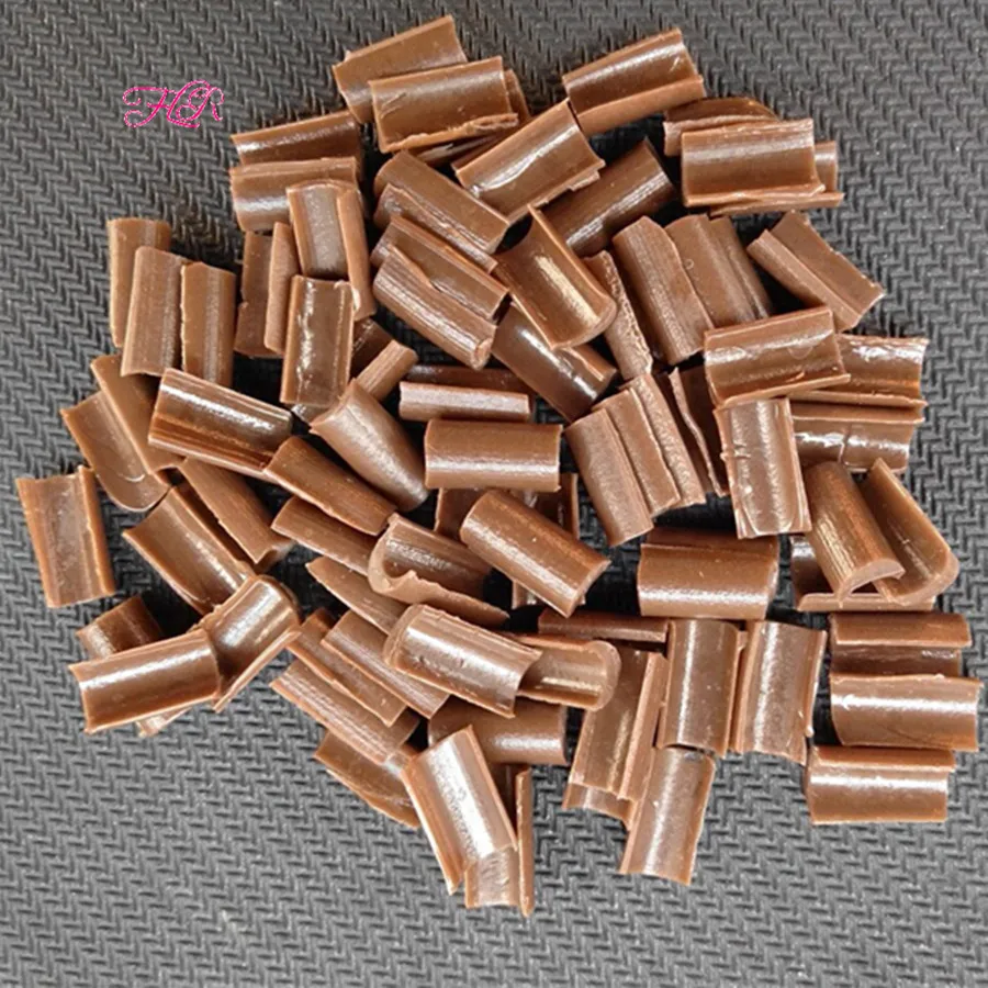 500 Pieces U Tip Keratin Clear Granule Beads for Hair Extensions Bonding or Rebond, Nail Shaped Fusion Glue Pack White Brown