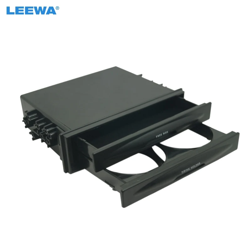 

LEEWA Car Universal Radio CD Refitting Pocket Stereo Dash Installation Mounting Trim Fascia Kit Drawer With Drink Cup Holder