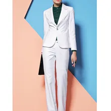 Изготовленный на заказ Белый Элегантный Осень Зима Деловая одежда женские брючные костюмы профессиональные наборы для офисных дам