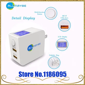 

2018 Allmaybe EU2 USB cellphone charger Quick Charge 3.0 Charger Dual-Port USB LCD display Wall Charger iphone wall usb charger