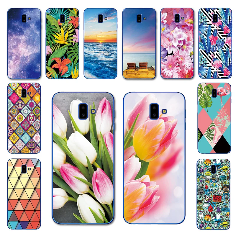 

For Samsung J4 J6 Plus 2018 Flower Cover Case J8 A6 A8 2018 Plus Silicon Phone Bags For Samsung A9 A7 2018 A750 Cute Heart Case
