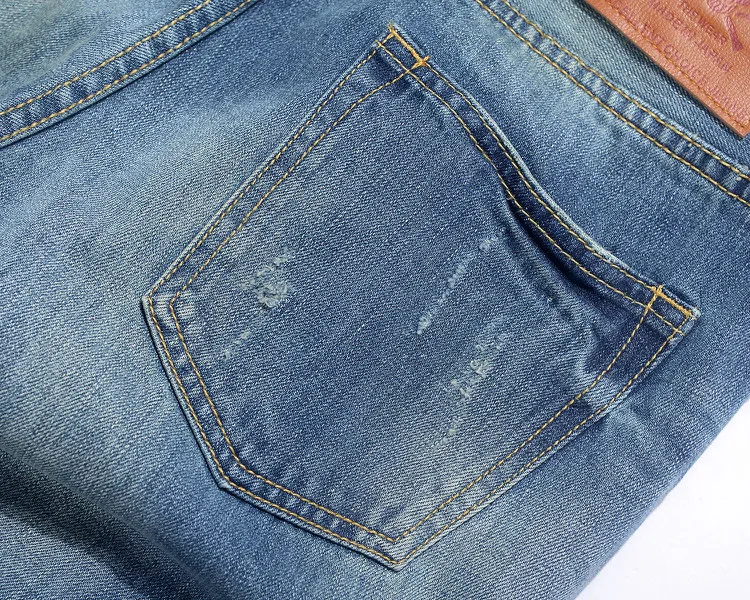 Человек Прямо проблемных патч вышивки джинсы высокого качества мужские фирменные джинсы