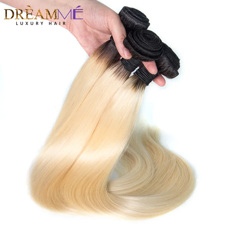 Dream me волосы #1b/613 блонд бразильские прямые волосы 3 пучка Омбре человеческие волосы для наращивания remy волосы бесплатная доставка
