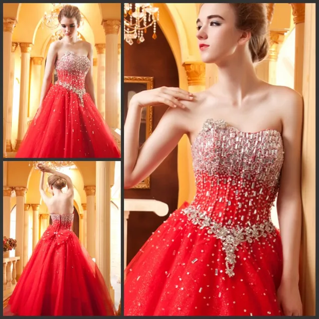 Red Wedding Dresses with Bling
