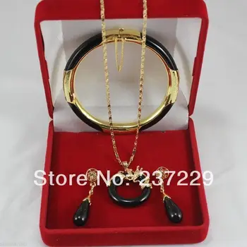 

Wholesale price FREE SHIPPING ^^^^Fashion -plated Jewelry natural Black Onyx bracelets pendants earring