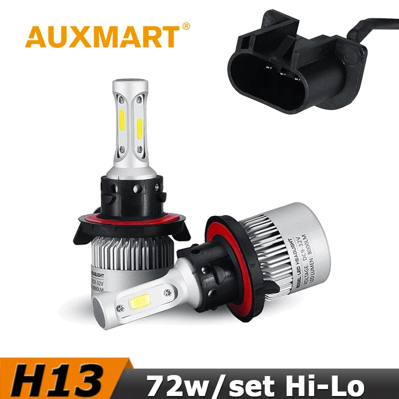 

Auxmart 72W/set H13 Car LED Headlight Kit High Low Beam COB LED Light Bulb Auto 6500K For VW Ford Chery Toyota Honda Nissan