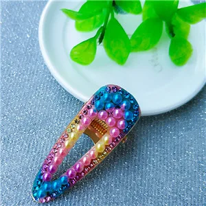 Free shipping korea style Neon color bead hairpins lovely women's hair accessories ins girl's rainbow Duckbill clip hairclips - Цвет: 4