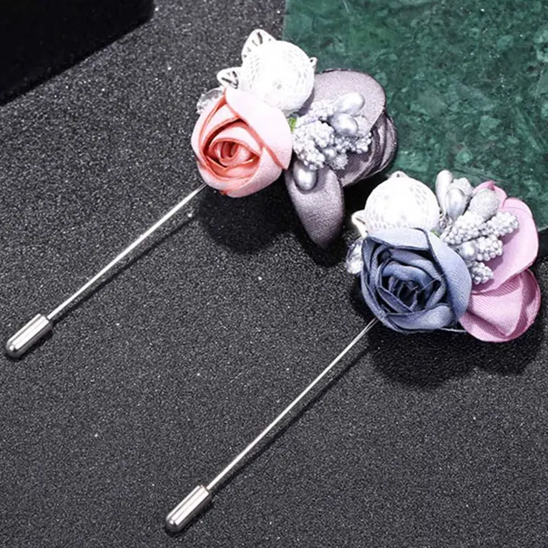 

New Jewelry Silver Color Pin With Rhinestone Simulated Pearl Colorful Lace Flower Brooch For Women Accessories Gift