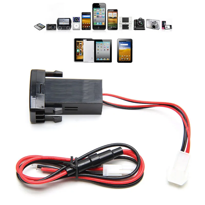 Универсальное двойное Автомобильное зарядное 2-портовое usb-автомобильное Зарядное устройство в переходник автомобильный 12 V для ТОЙОТА