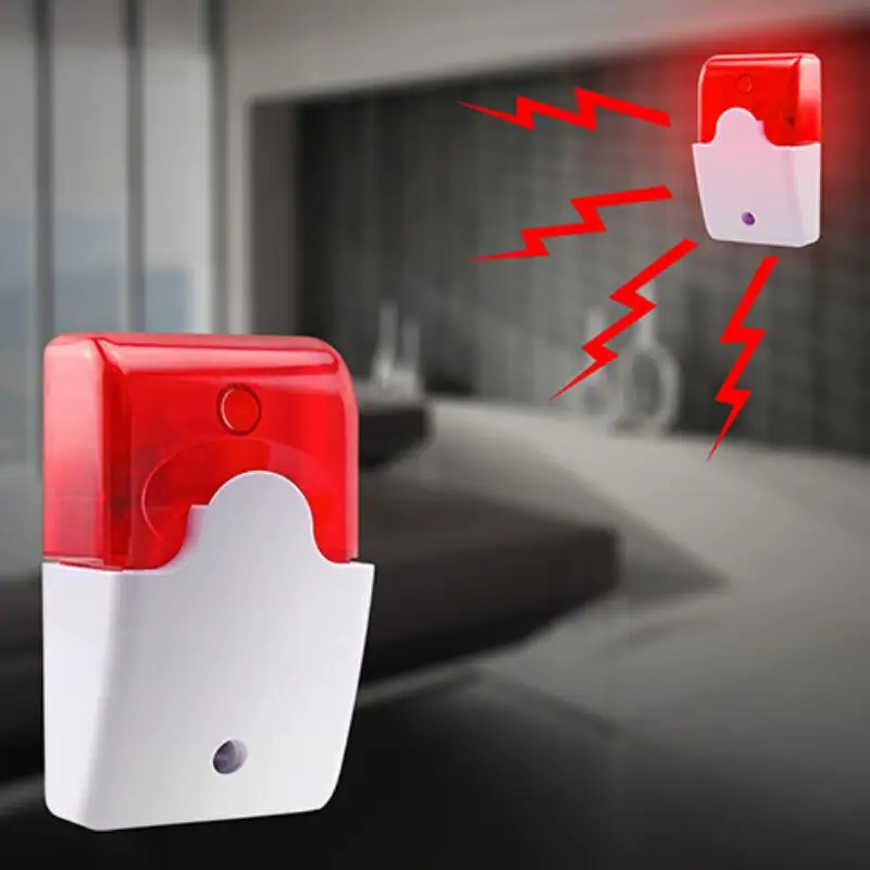 

Mini Wired Strobe Siren Durable 12V Sound Alarm Strobe Flashing Red Light Sound Siren Home Security Alarm System 115dB