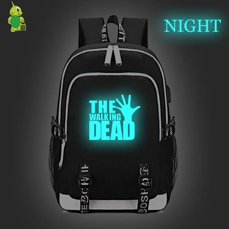 3 The Walking Dead рюкзак с отражающими вставками usb зарядка Рюкзак для ноутбука для подростков девочек мальчиков школьные сумки многофункциональный дорожный рюкзак - Цвет: 3
