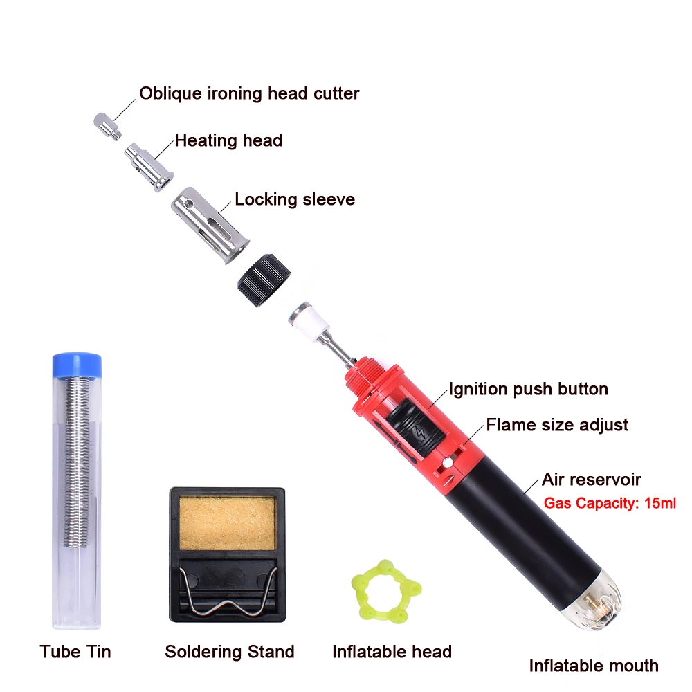 Kopen NEWACALOX Mini Gas Soldeerbout Kit Draadloze Zelfontbranding Lassen Pistool Fakkel Reparatie Soldeerstation Tip Pyrography Hout Tool