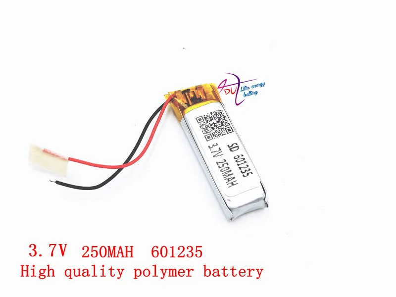 Polymer battery 250 mah 3.7V 601235 smart home MP3 speakers Li-ion for dvr GPS mp3 mp4 cell phone speak | Электроника