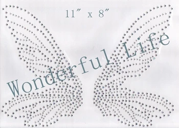 

Free shipping Fairy Wings Iron On Hot Fix Rhinestone Transfer