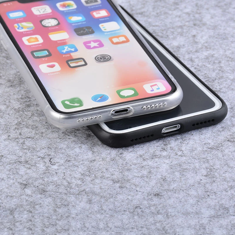 Тонкий Матовый Бампер рамка для iphone 8 7 P 6 6S Plus Xs Max Xr X Двухцветный Мягкий Резиновый ТПУ противоударный защитный чехол