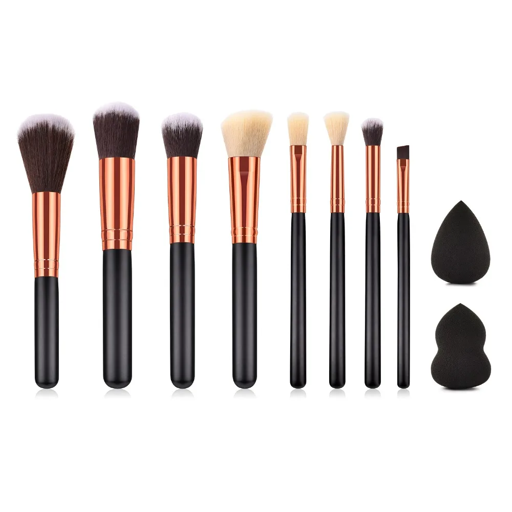 

YUJIA 10Pcs spong Makeup Brushes Tool Set Cosmetic Powder Eye Shadow Foundation Blush Blending Beauty Make Up Brush