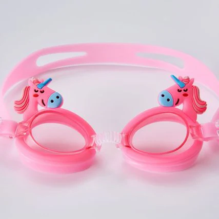 Симпатичные детские силиконовые прозрачные плавательные очки в форме единорога, водонепроницаемые очки, противотуманные очки для бассейнов, плавающих ming - Цвет: Pink Unicorn